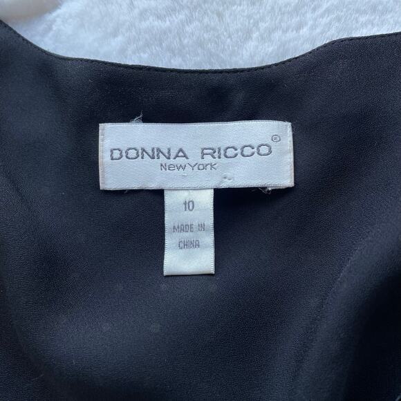 🔥Donna Ricco 10% Silk Black & Brown Polkadots Bias Cut Flutter Sleeve Dress - Picture 9 of 16